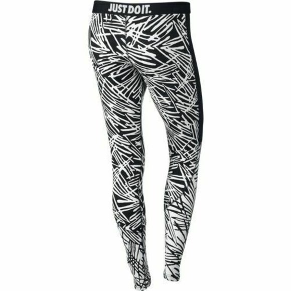 NIKE Leg-A-See Printed Leggings Pants Blk White M - Picture 2 of 9